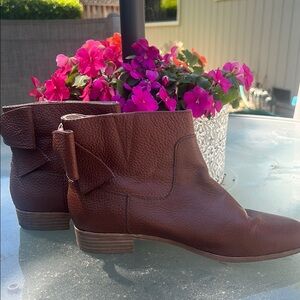 Kate Spade Brown Ankle Booties with Bow Detail